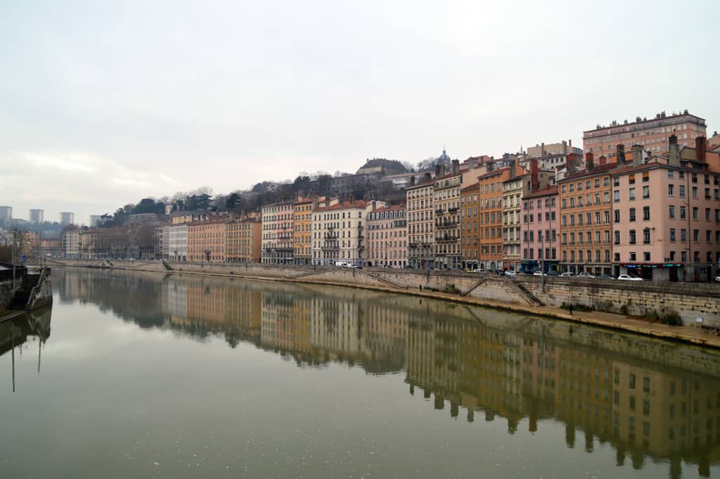 Lyon, the bridge crossing from Place Bellecur